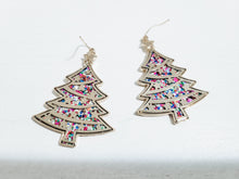 Load image into Gallery viewer, Gold &amp; Glitter Christmas Tree Dangle Earrings