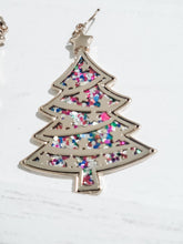 Load image into Gallery viewer, Gold &amp; Glitter Christmas Tree Dangle Earrings