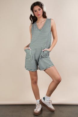 Striped Knit Casual Comfy Romper