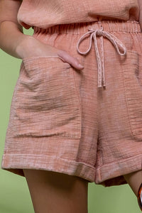 Washed Sienna Textured Shorts