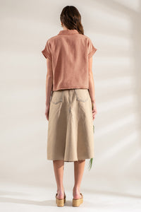 Collared Raw Edge Washed Sienna Top