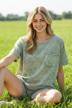 Load image into Gallery viewer, Light Olive Halo Snow Washed Boxy Lounge Set