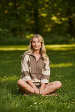 Load image into Gallery viewer, Mocha Stripe Half-Zip Lounge Set