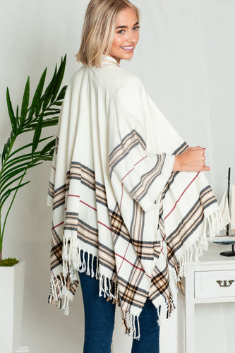 Cream & Plaid Sweater Kimono