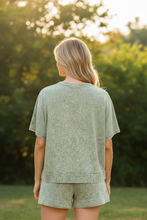 Load image into Gallery viewer, Light Olive Halo Snow Washed Boxy Lounge Set
