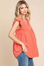 Load image into Gallery viewer, Sugar Coral V-Neck Peplum Blouse