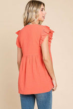 Load image into Gallery viewer, Sugar Coral V-Neck Peplum Blouse