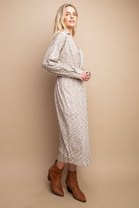 Yarn Dyed Rib Knit Midi Dress