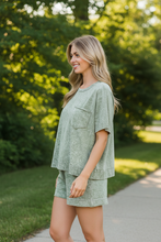 Load image into Gallery viewer, Light Olive Halo Snow Washed Boxy Lounge Set