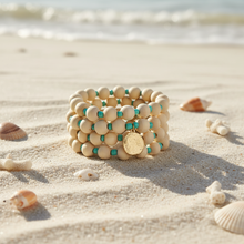 Load image into Gallery viewer, Wood Bead Bracelet With Mint Accents