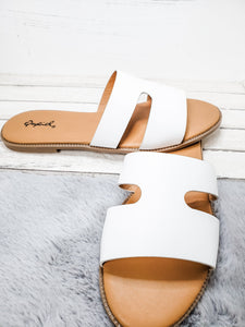 White Cut Out Slide Shoes
