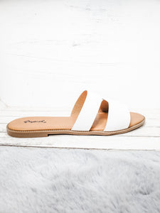 White Cut Out Slide Shoes