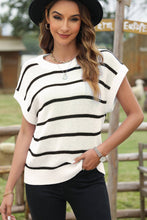 Load image into Gallery viewer, Black &amp; White Striped Pattern Batwing Sleeve Sweater
