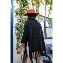Load image into Gallery viewer, Fringe High Neck Poncho Sweater